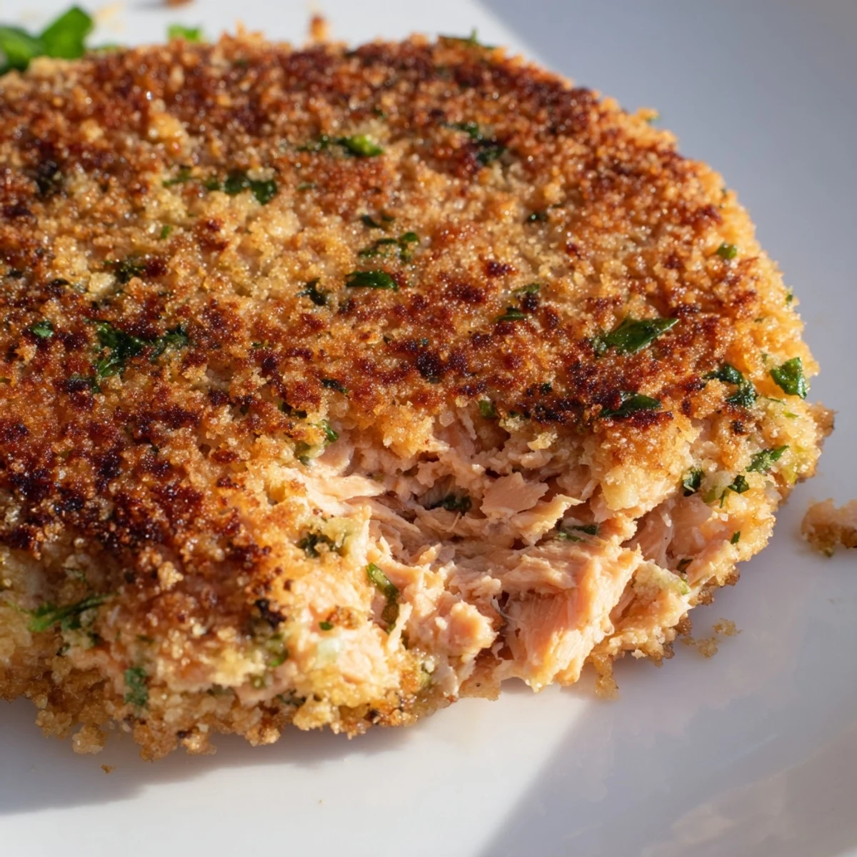 Homemade easy salmon cakes with canned salmon frying in a skillet until perfectly crisp