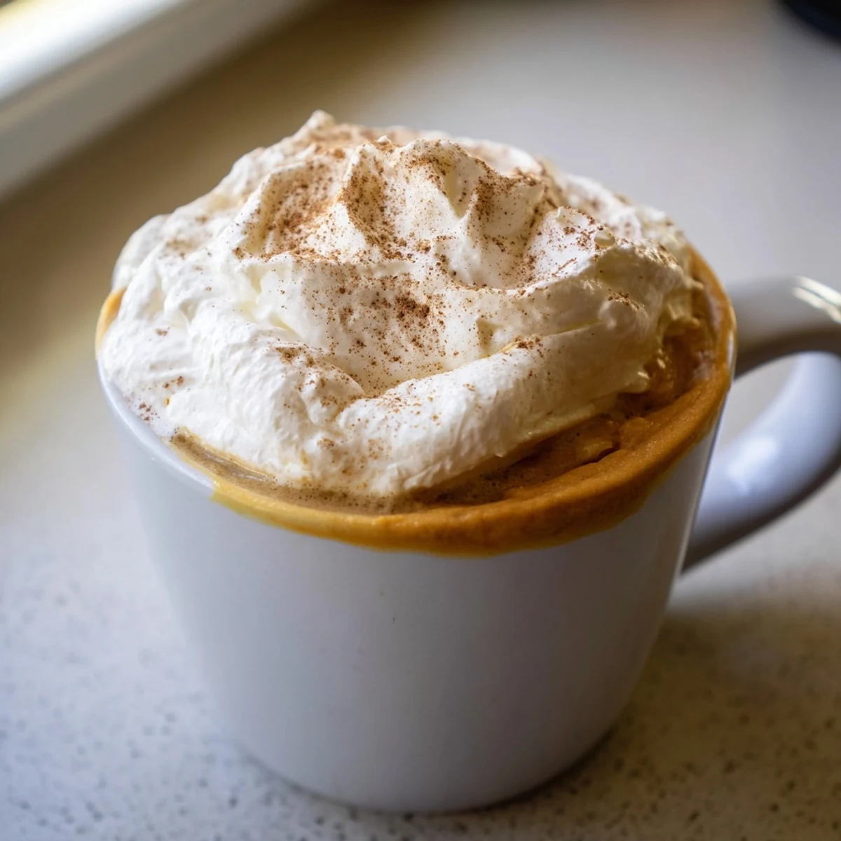 Creamy homemade pumpkin spice latte served in a warm autumn mug