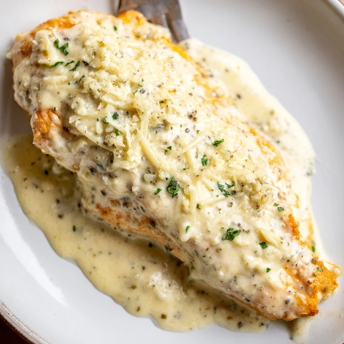 Slices of juicy Caesar Chicken Recipe resting, Parmesan melting, great with roasted vegetables