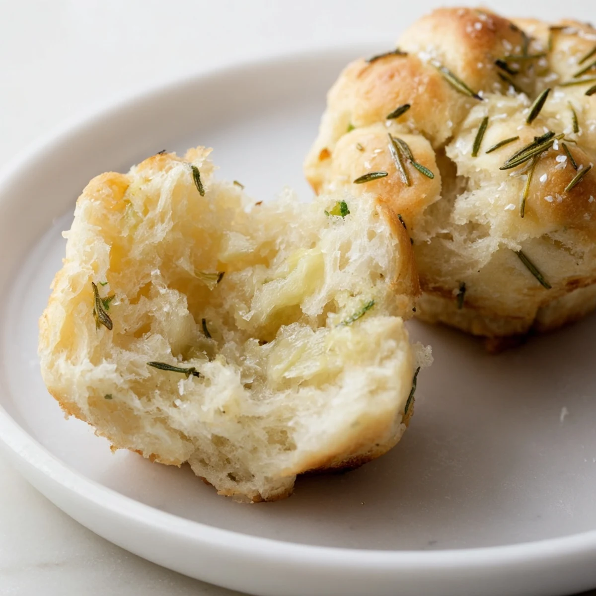 Golden Garlic Rosemary Focaccia Muffins glistening with olive oil, flaky salt.