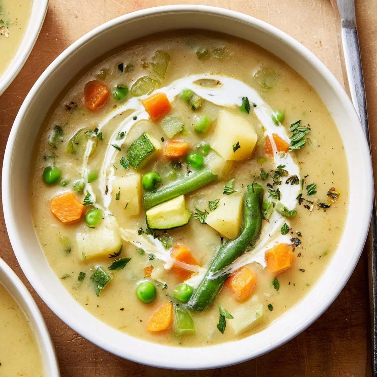 Creamy Vegetable Soup Recipe steaming in bowl, velvety texture with fresh parsley