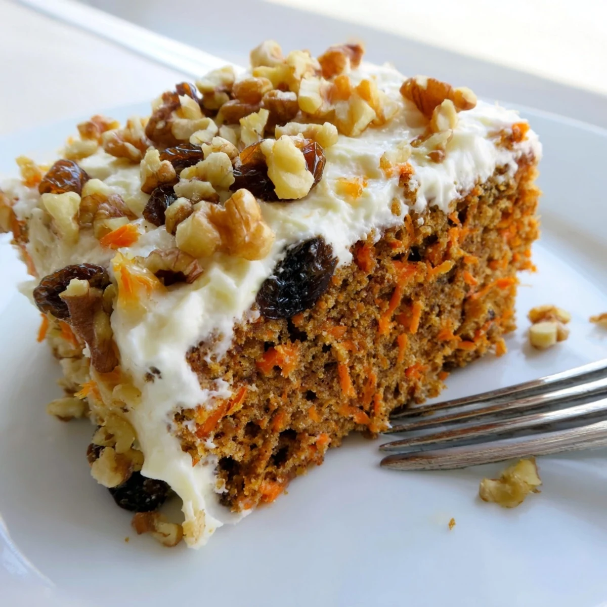 Gluten-free carrot cake made with hearty oats and sweet grated carrots, freshly baked