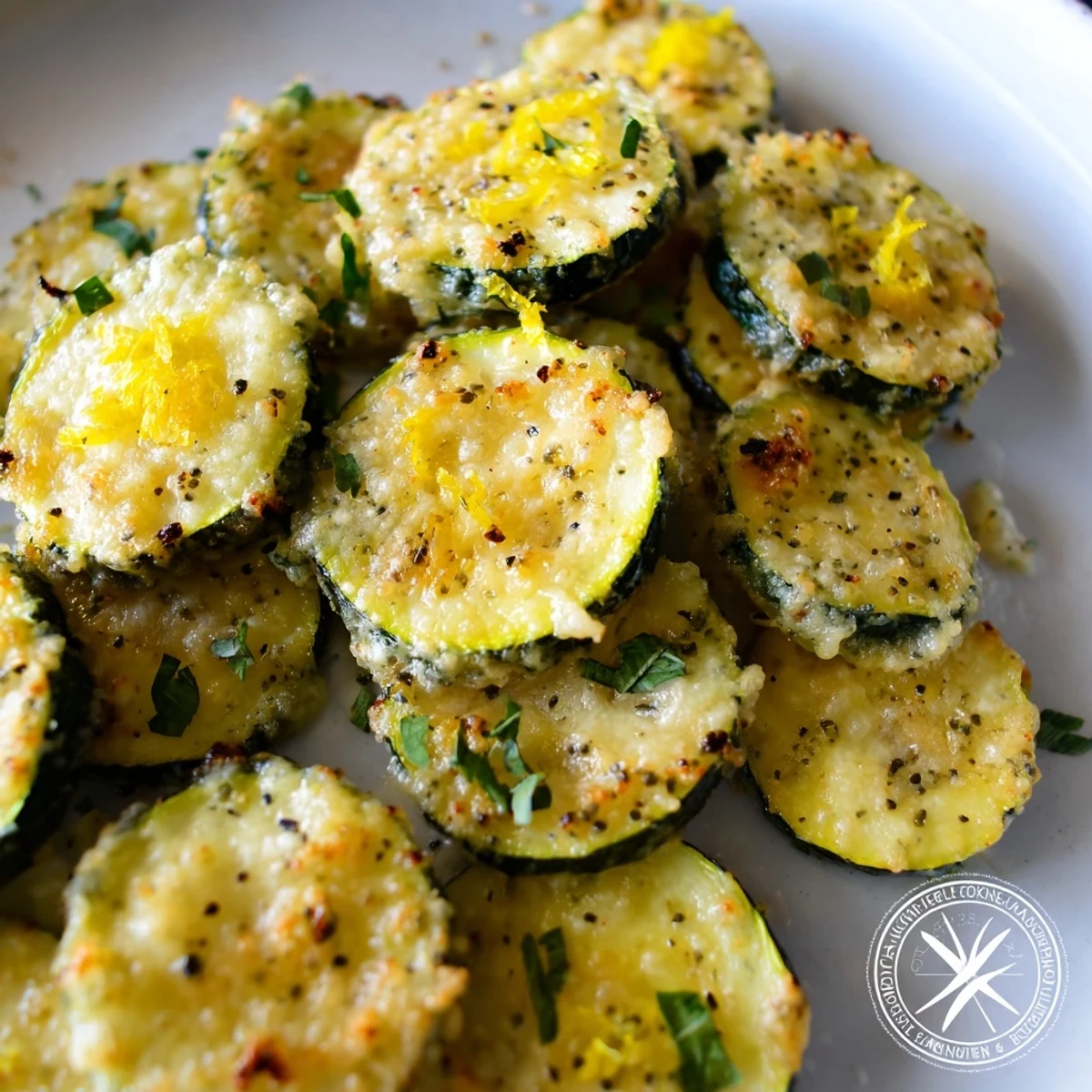 Tender zucchini rounds glistening with olive oil and topped with crispy Parmesan and cracked pepper