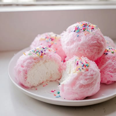 Mini Cotton Candy Cheesecake Puffs